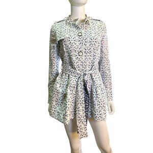 Anthropologie Elevenses Eyelet Button-Up Peplum Jacket With Belt - Size 4P EUC